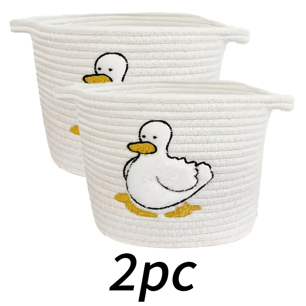 2pcs Duck Storage Basket Rope Woven Desktop Tidy Decorative Basket
