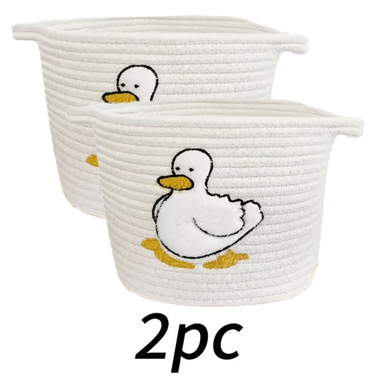 2pcs Duck Storage Basket Rope Woven Desktop Tidy Decorative Basket