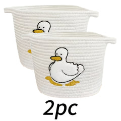 2pcs Duck Storage Basket Rope Woven Desktop Tidy Decorative Basket