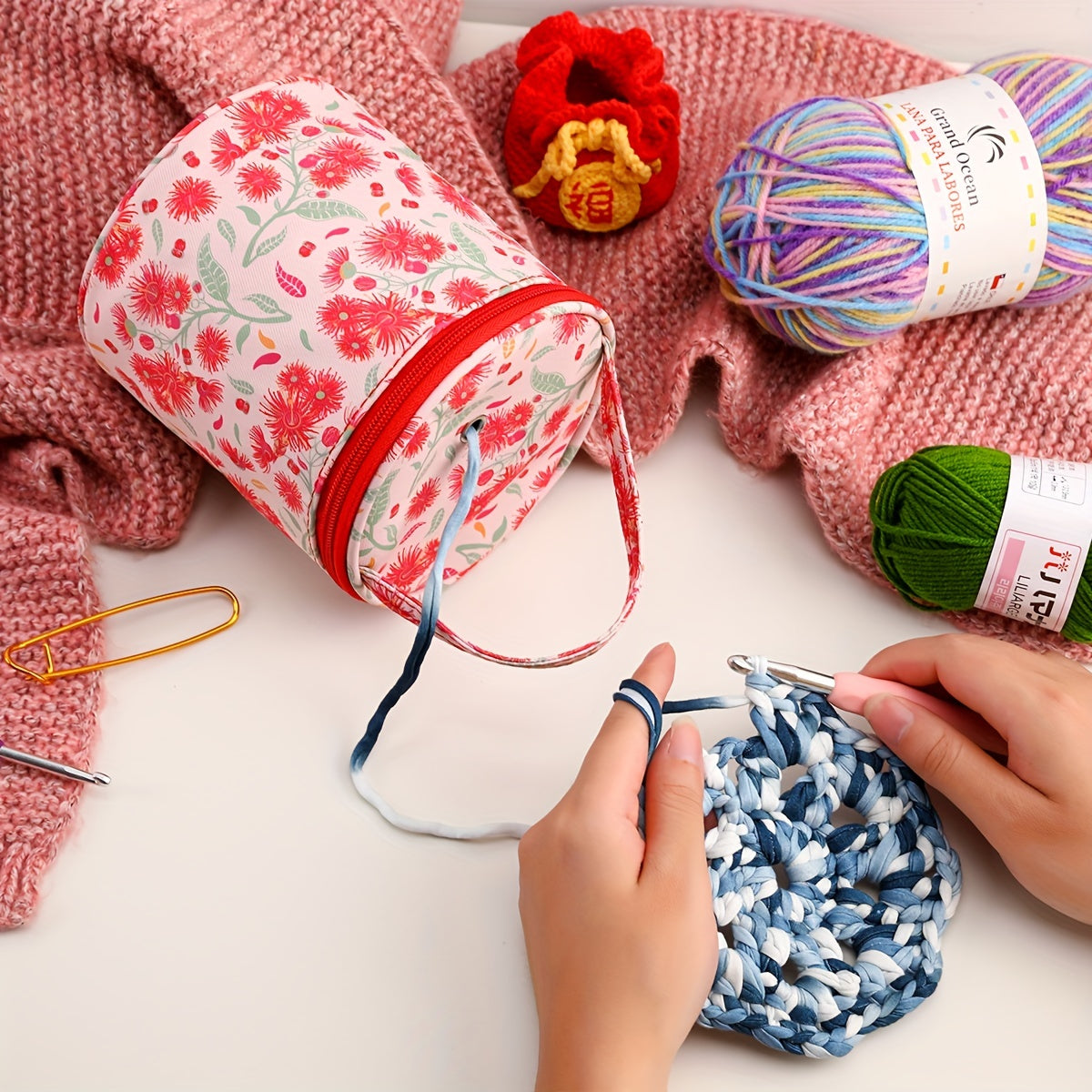 Perforated Yarn Storage Tote Bag for Knitting DIY