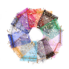 50pcs Bronzing Star Moon Organza Mesh Bag