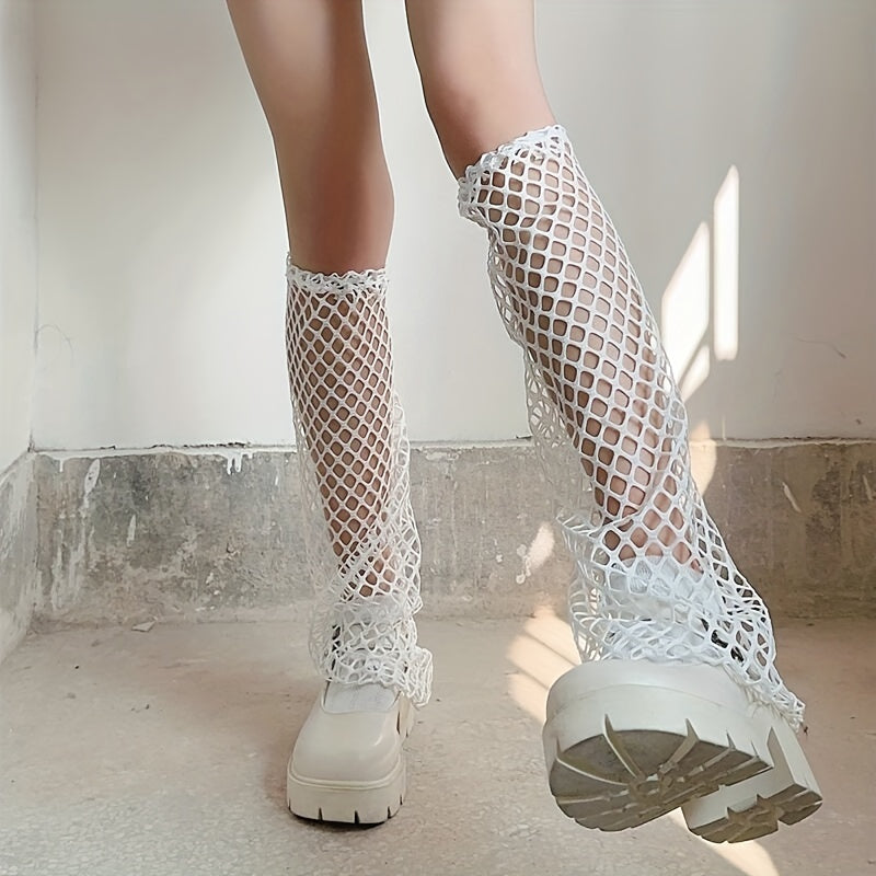 Hollow Out Fishnet Leg Warmers Knee High Socks