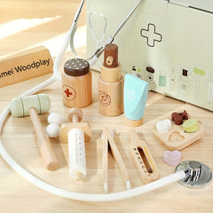 Wooden Playset Medical Kit Doctor Role Play Learning Gift