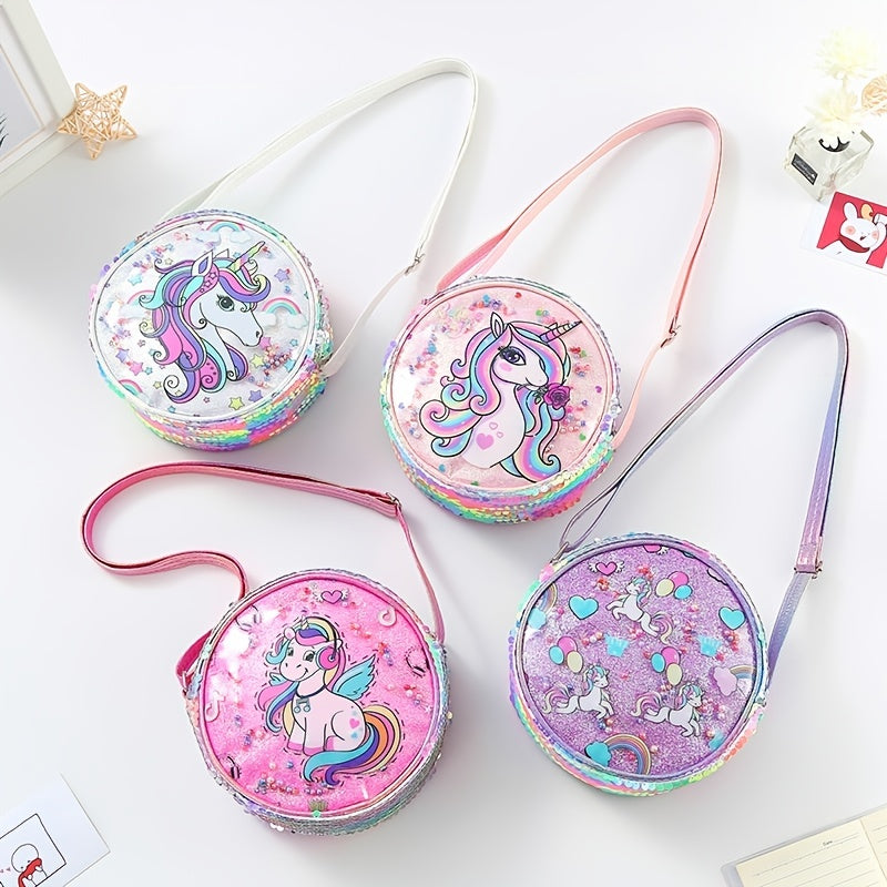 Glitter Sequin Rainbow Unicorn Crossbody Bag Coin Purse Kids Accessories