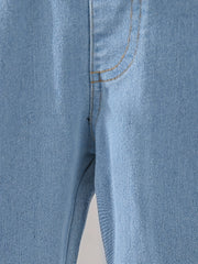 Kid Girls Casual Denim Pants Trousers Elastic Waist Regular Fit Jeans