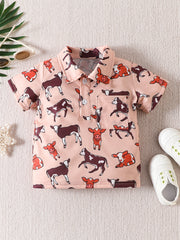 Boys Cow Cartoon Polo Shirt Summer Kids Clothes
