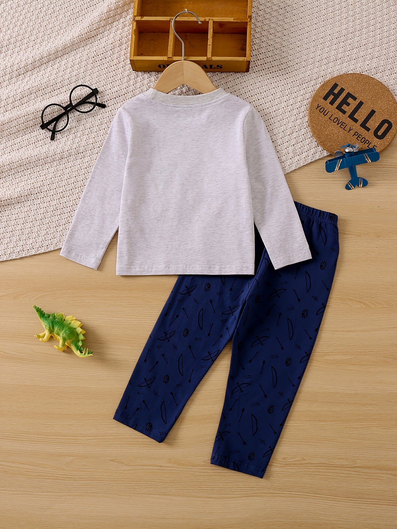 Boys Dinosaur Pajama Set Long Sleeve Top & Pants