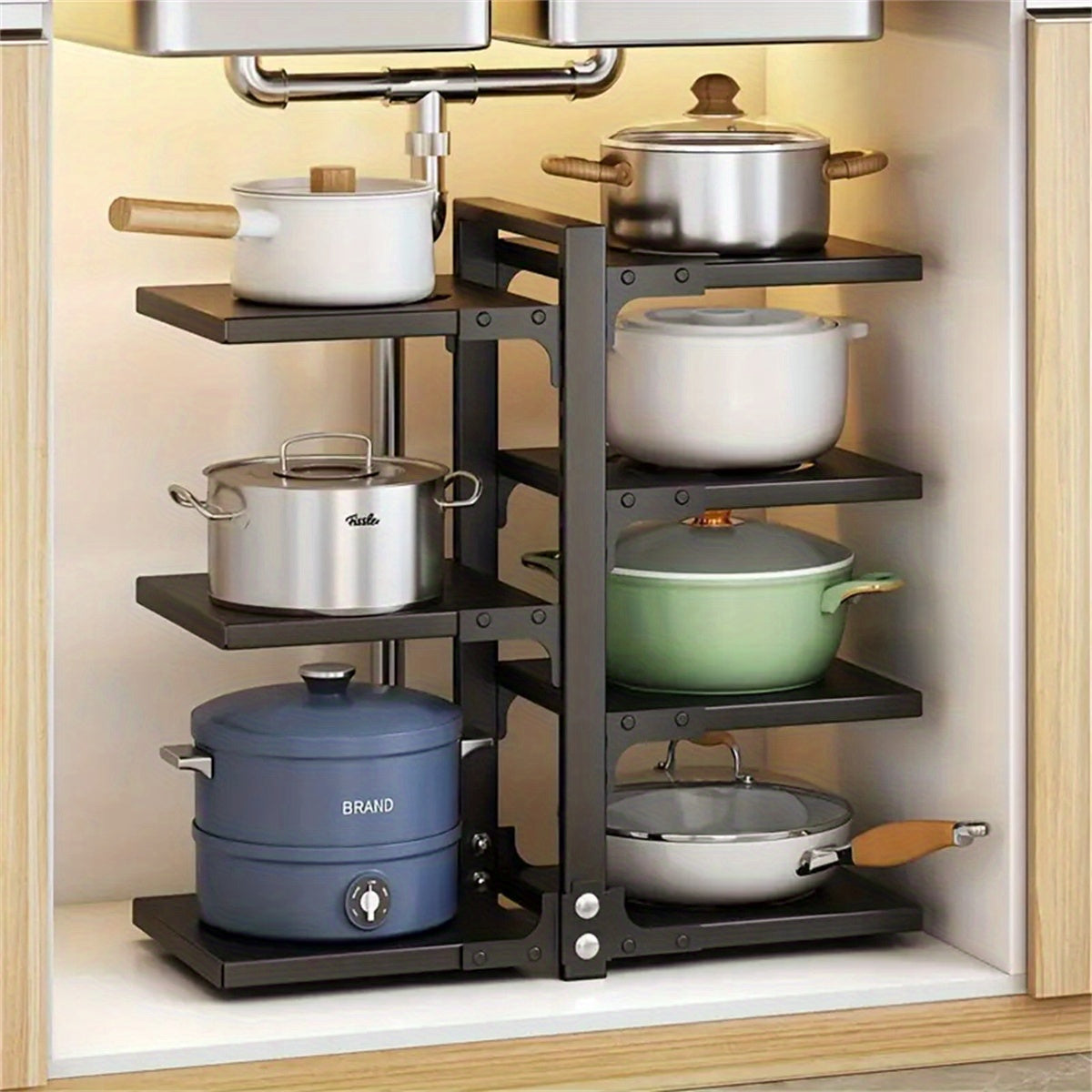 Adjustable Pan Pot Rack Holder Heavy Duty Pot Organizer Kitchen Accessories
