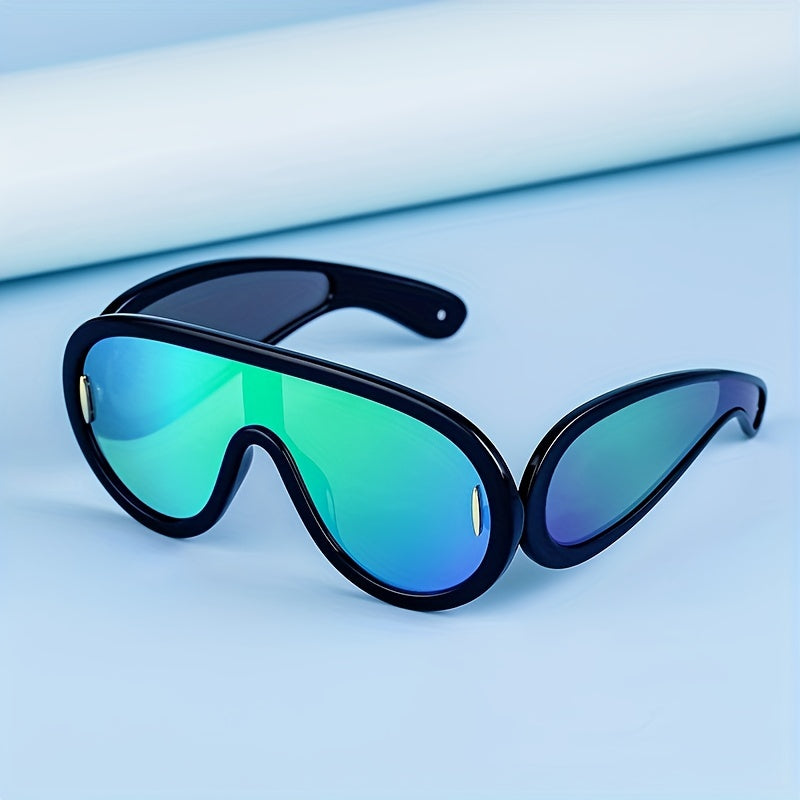 European American One-piece Large Frame Sunglasses Men's Women's Wide Leg Sports