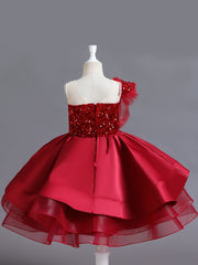 Girls Puffy Princess Dress Sequin Ruffle Tulle Tutu Dress