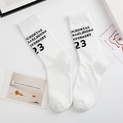 Letter Print Socks Women's Mid Tube Stockings