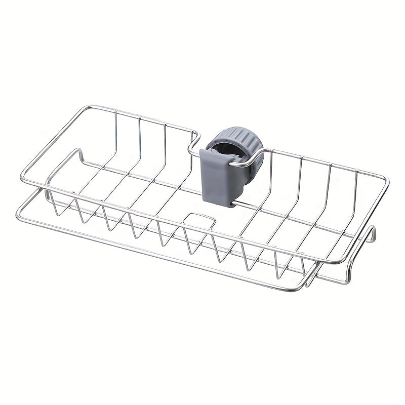 Kitchen Stainless Steel Faucet Rack with Hanging Basket