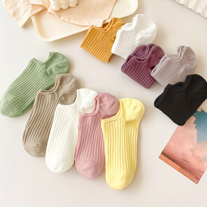 Women's 10 Pairs Low Cut Ankle Socks Soft & Lightweight Solid Socks