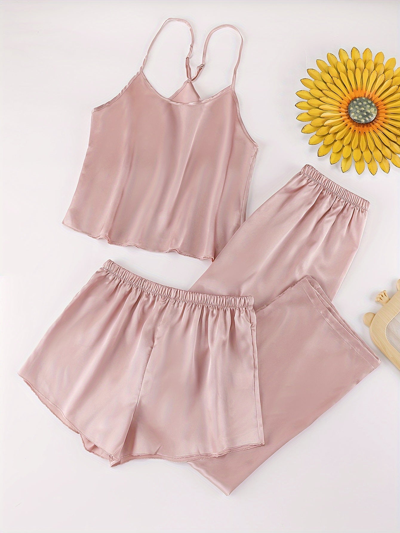 Floral Print Pajama Set Cami Top & Shorts & Pants
