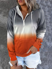 Drawstring Half Zip Hoodie Street Wear Sweatshirt
