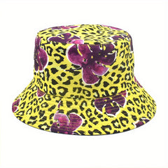 Leaf Leopard Print Bucket Hat Reversible Sunscreen