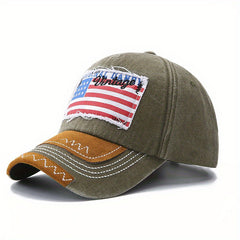 Vintage Flag Baseball Cap Embroidery Washed Distressed Sun Hat Unisex