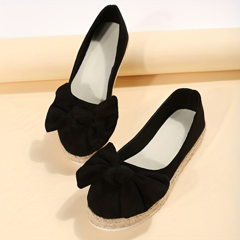 Women's Bowknot Espadrille Loafers Slip On Platform Shoes