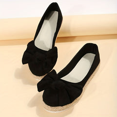 Women's Bowknot Espadrille Loafers Slip On Platform Shoes