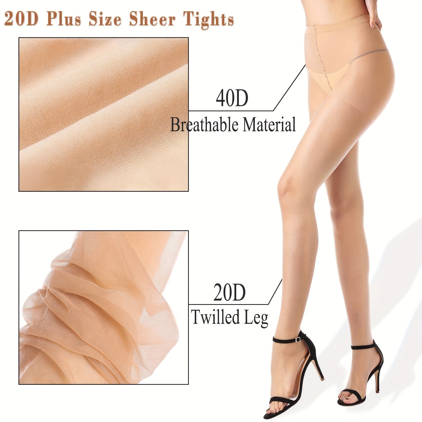 3 Pack Toeless High Waist Sheer Pantyhose