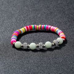 Stone Smooth Bracelet with Lotus Pendant Glowing Beads