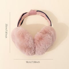 Winter Women Outdoor Earmuff Bowknot Thick Plush Ear Warm Fluffy Ear Bag