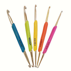 5pcs Silicone Handle Double Head Aluminum Crochet Hooks Set