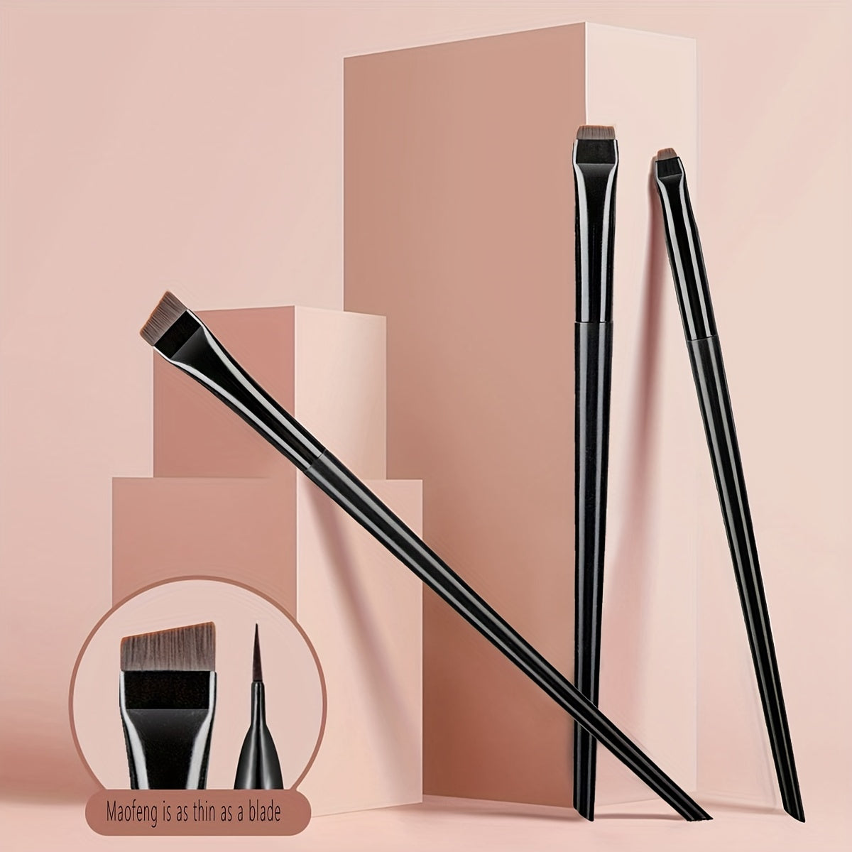 3Pcs Ultra Thin Eyebrow Brush Set Angled Precision Makeup Brushes