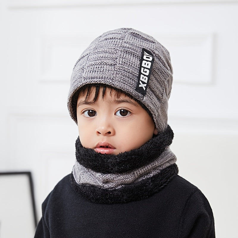 Men's Winter Plush Knitted Beanie Set