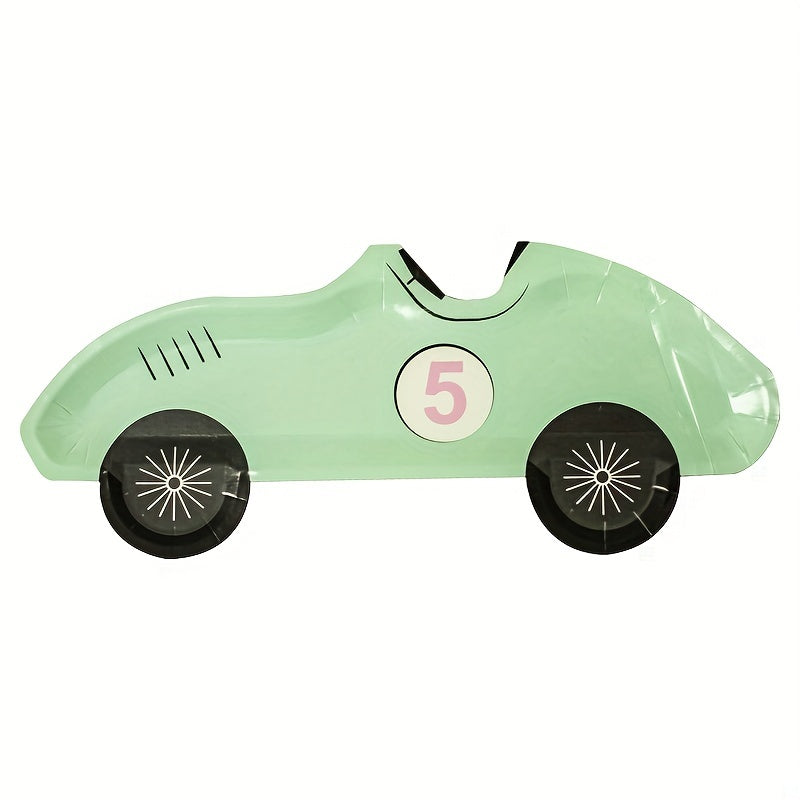 10pcs Race Car Shape Paper Plates Racing Car Party Supplies For Boys