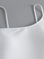  Solid Ribbed High Neck One Piece Swimsuit