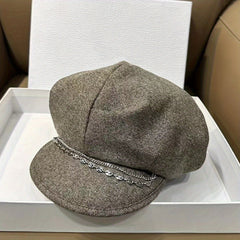 Vintage Solid Beret British Style Octagonal Hat Newsboy Hat