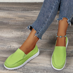 Flat Canvas Shoes Women Slip On Low Top Sneakers Casual Walking Trainers
