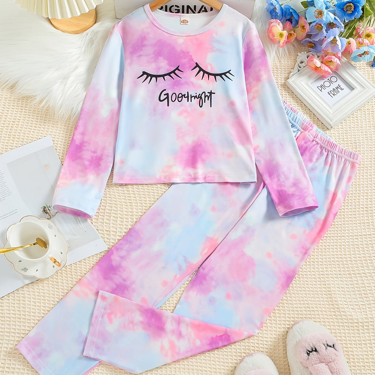 Kid's Tie Dye Pajamas Long Sleeve Top & Pants Set