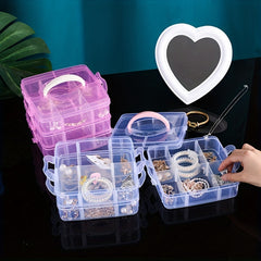 3-Layer Portable Storage Box 18 Grid Clear Plastic Organizer Tool Toy Stackable
