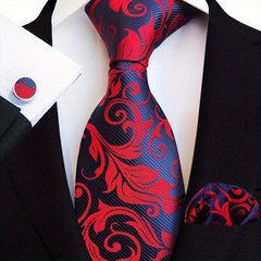 Men's Suit Tie Pocket Handkerchief Cuff Combo Paisley Gentleman Tie