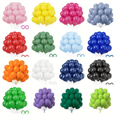30pcs 10 inch Matte Latex Balloons with Ribbons for Party Decorations