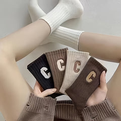 5 Pairs Letter Print Socks All-match Women's Stockings