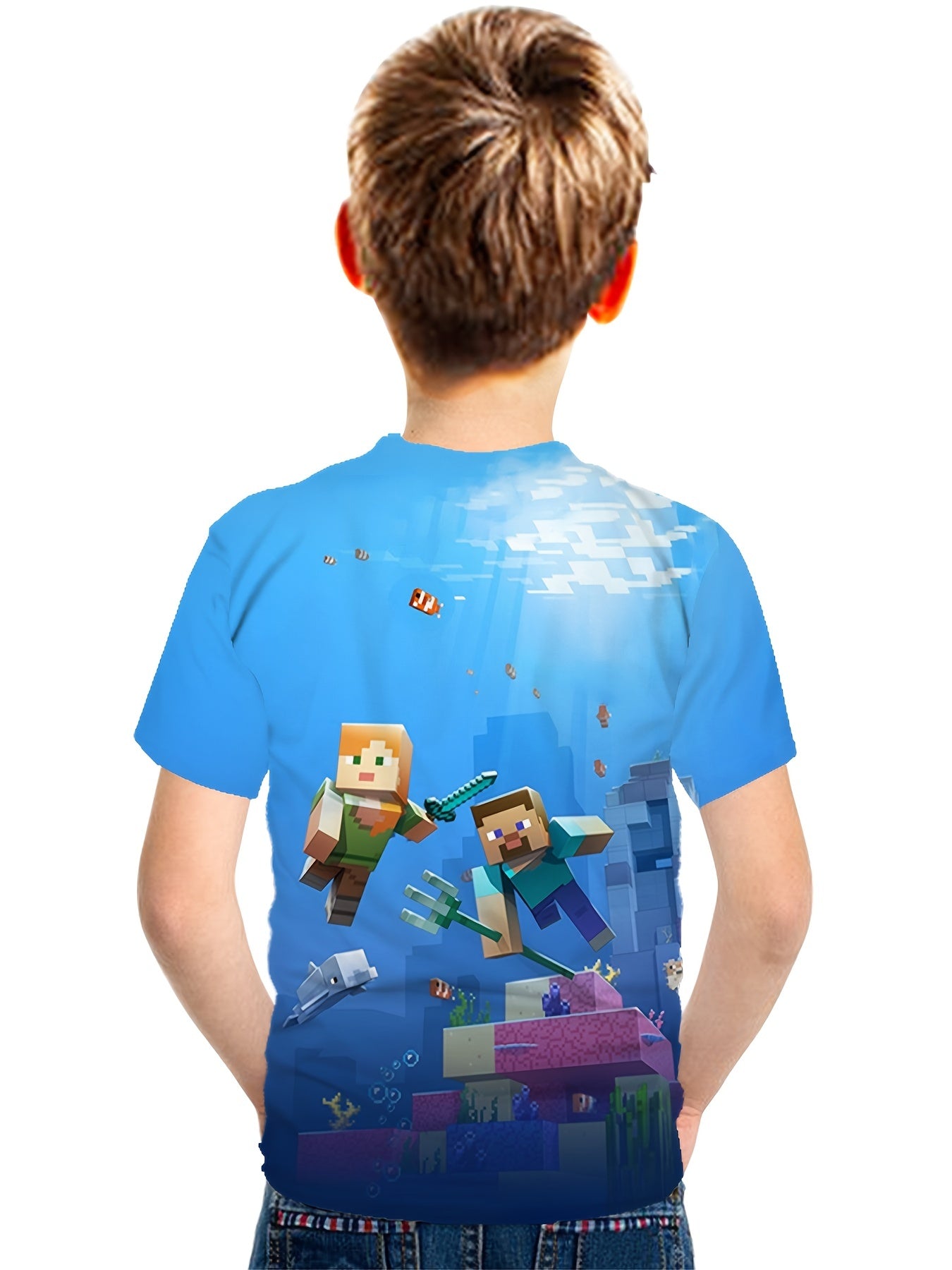 Deep Sea Pattern Kid's T shirt Cartoon Boy Print Short Sleeve Top
