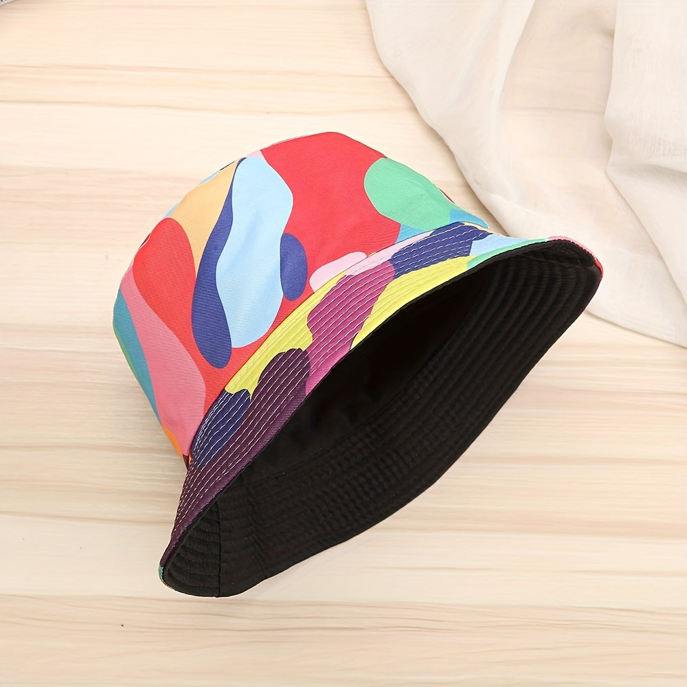 Block Print Bucket Hat Reversible Lightweight Cartoon Basin Hat