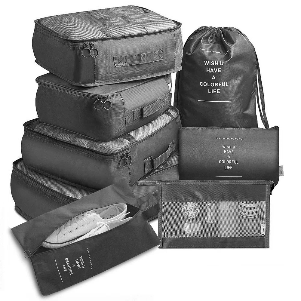 8-Piece Travel Storage Packing Cube Bag Organizer High Capacity Luggage 