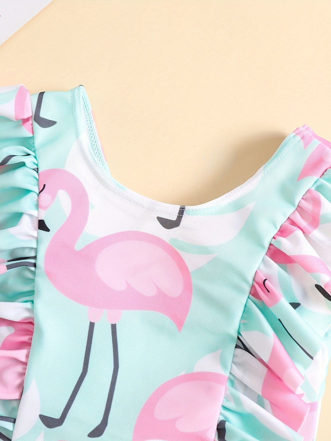 Flamingo Graphic One Piece Swimsuit for Baby Girls
