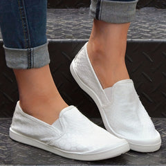 Flat Canvas Shoes Snakeskin Slip On Loafers Casual Walking Shoes