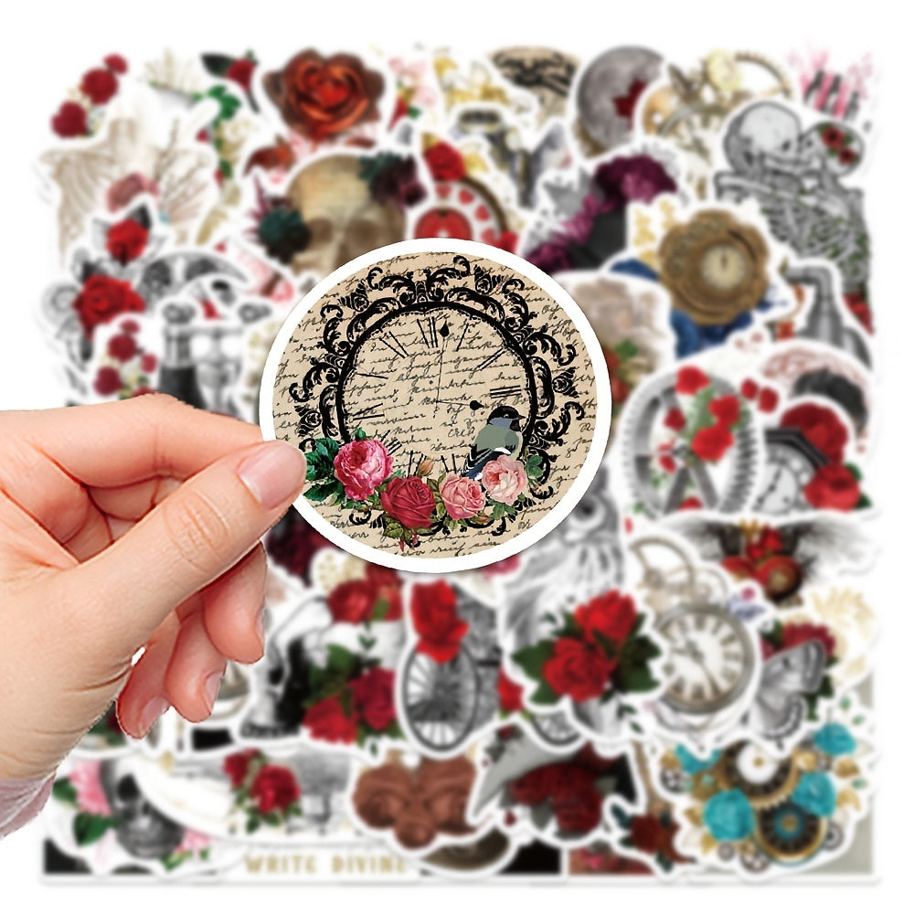 50pcs Steampunk Rose Waterproof Sticker Toy Refrigerator Water Cup Decoration