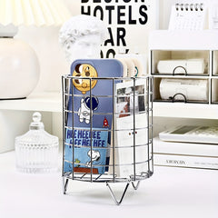 Iron Desktop Storage Basket Sundries Shelf Large Capacity Retro Style