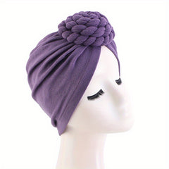 Braided Knotted Turban Cap Head Wrap Bandana Stretchy Beanie Hat
