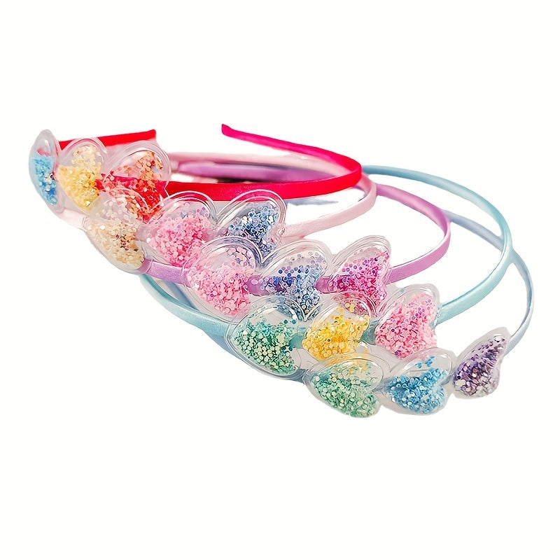 5pcs Colorful Love Headband Transparent PVC Hair Band For Girls