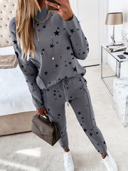  Star Print High Neck Top & Pants 2 Piece Set