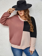  Colorblock Round Neck Sweater