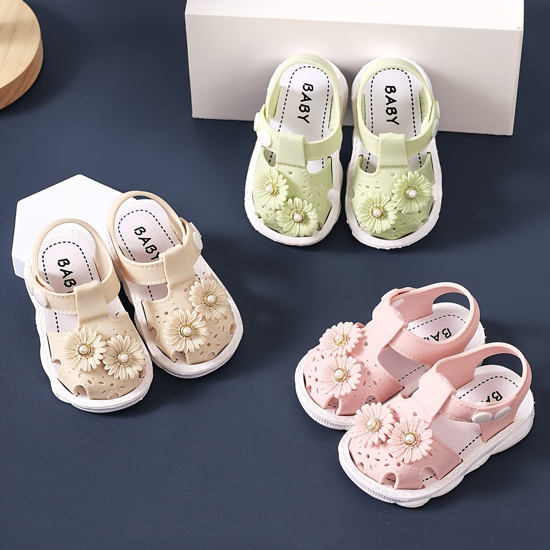 JIAGEYA Flower Decor Sandals Girls Lightweight Breathable Sandals